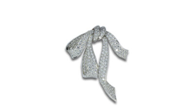 Platinum Diamond Bow Brooch
