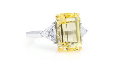 Platinum & Gold 8.51ct Unheated Yellow Sapphire Ring