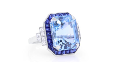Platinum 12.82ct Aquamarine Ring