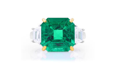 Platinum & Gold 6.94ct Colombian Emerald Ring
