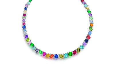 Platinum 83.99tcw Multi-Colored Gemstone Necklace