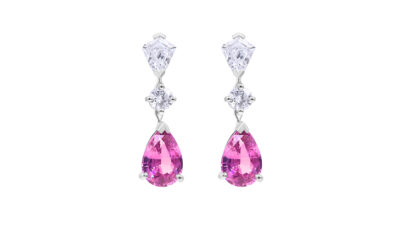 Platinum 4.27ct Pink Sapphire Earrings