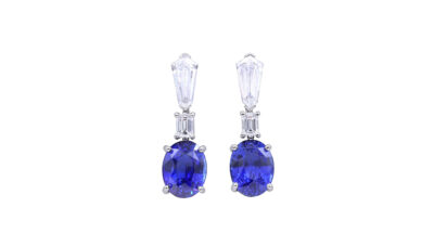 Platinum 8.13 ct sapphire drop earrings