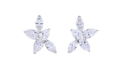 Platinum 4.73tcw Diamond Cluster Earrings