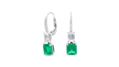 Platinum 2.56ct Emerald Drop Earrings