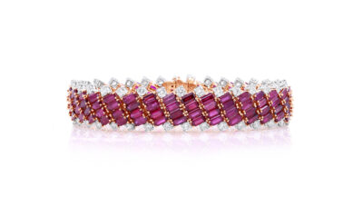 Gold & Platinum Vivid Red Ruby & Diamond Bracelet